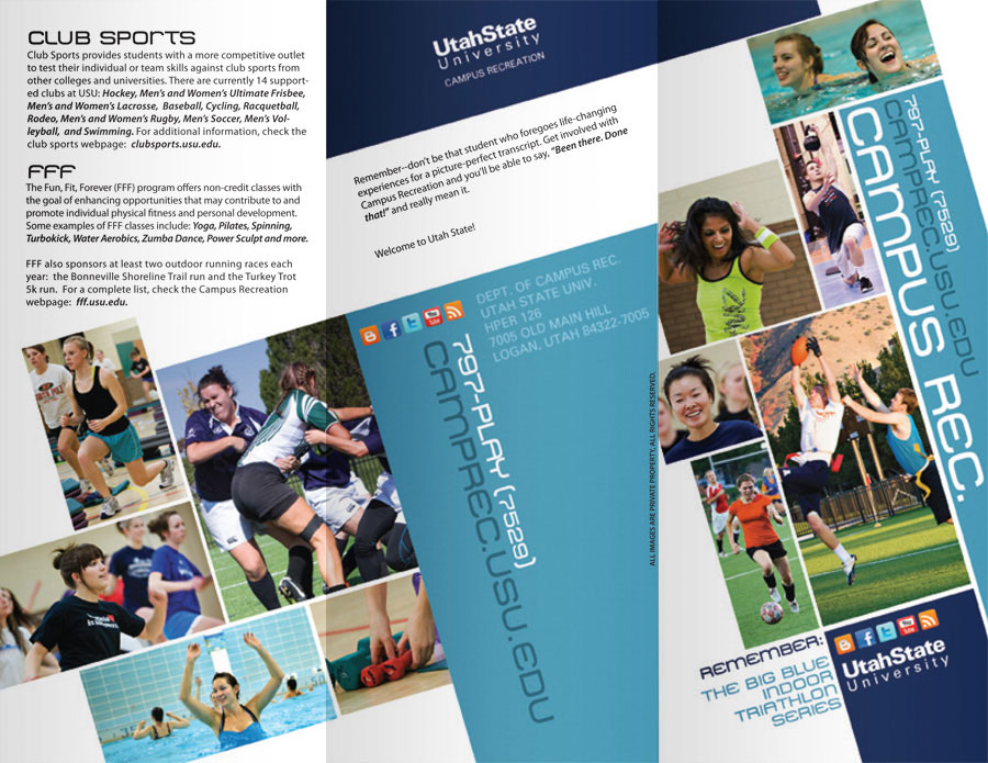 Print: Campus Recreation brochure for USU (outer)