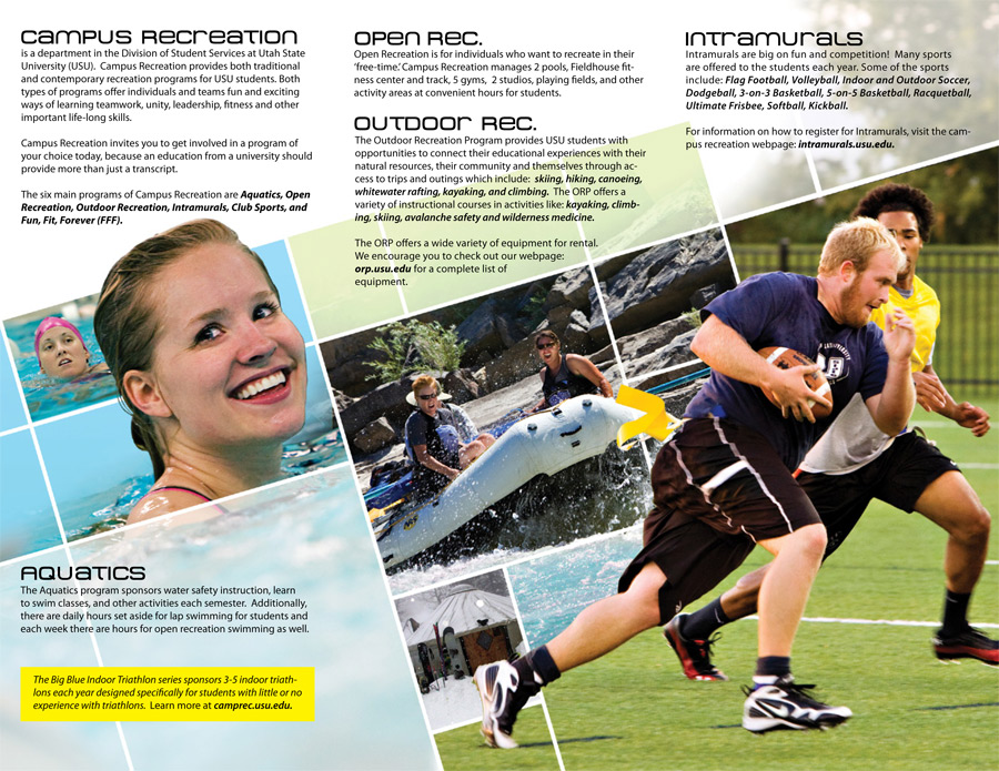 Print: Campus Recreation brochure for USU (inner)